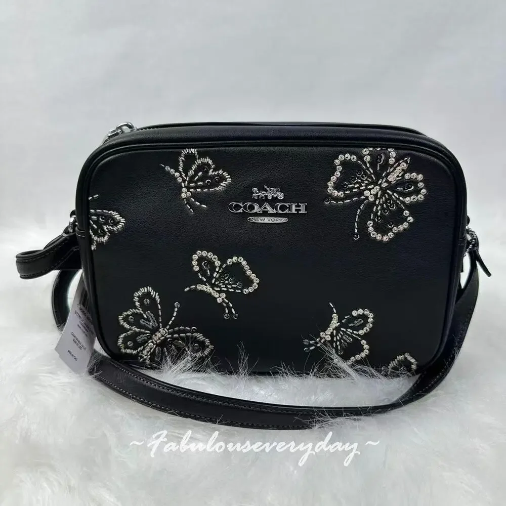 COACH Jamie Camera Bag Crossbody with Butterfly Print in Leather/Black CCK90 NWT